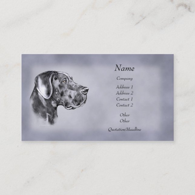 Tarjetas de visita Blue Great Dane Uncroft (Anverso)