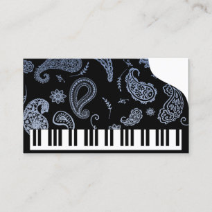 Tarjetas de visita Blue Paisley Piano