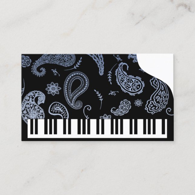 Tarjetas de visita Blue Paisley Piano (Anverso)
