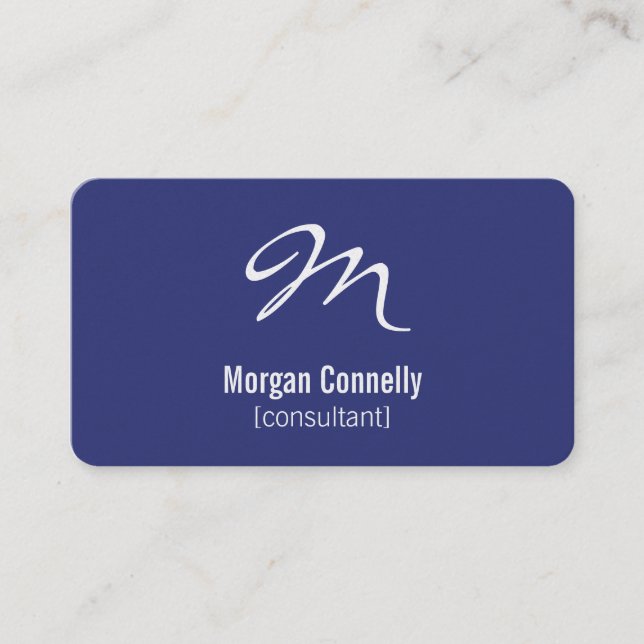 Tarjetas de visita Blue Personalizado Monograma mo (Anverso)