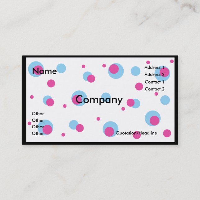 Tarjetas de visita Blue & Pink Polka Dots (Anverso)