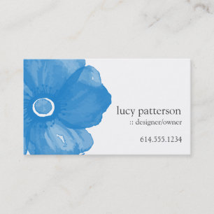 Tarjetas de visita Blue Watercolor Flower