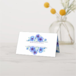 Tarjetas de visita boda de color azul anemónico