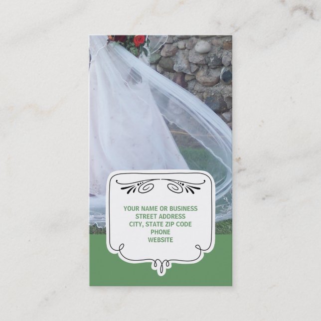 Tarjetas de visita boda {Verde} (Anverso)