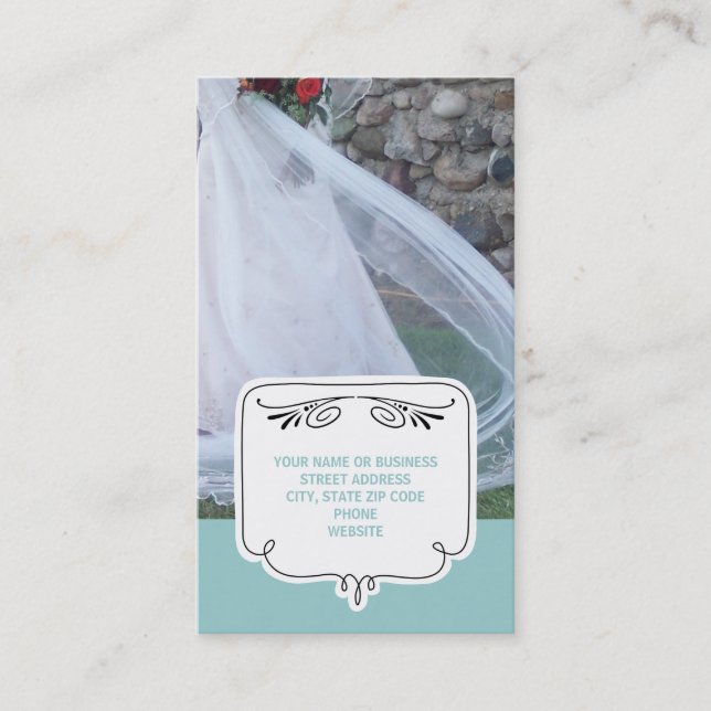Tarjetas de visita boda {Verde azulado} (Anverso)