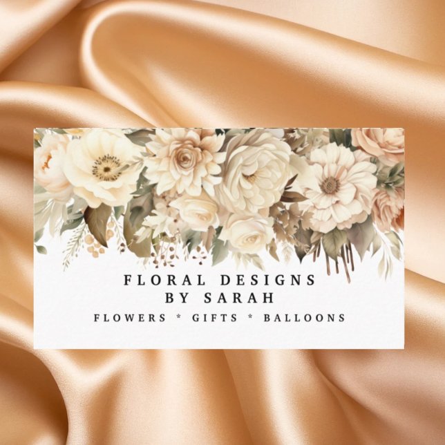 Tarjetas de visita Boho Gold y Champagne Flowers (Subido por el creador)
