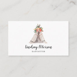 Tarjetas de visita Boho Teepee Babysitter