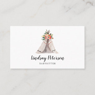 Tarjetas de visita Boho Teepee Babysitter