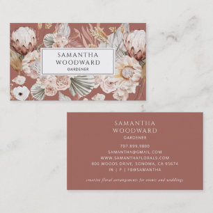 Tarjetas de visita Boho Watercolor Wildflower Gard