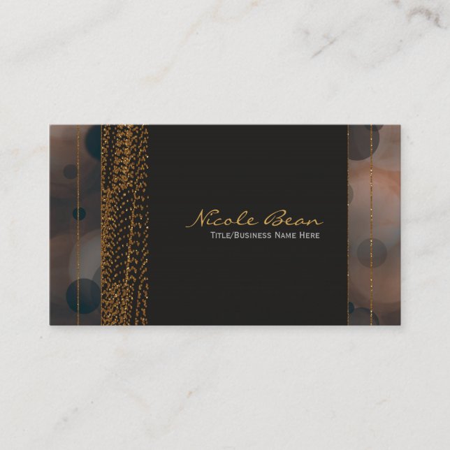 Tarjetas de visita Bokeh Glam Brown Beige & Gold M (Anverso)