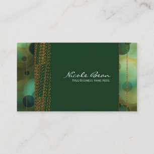Tarjetas de visita Bokeh Glam Green y Gold Moda