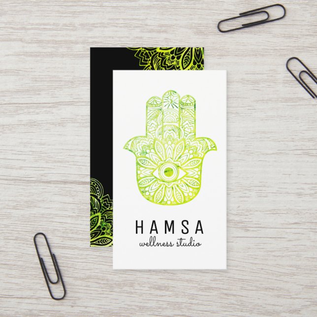 Tarjetas de visita Bright Hamsa Reiki (Anverso/Reverso In Situ)