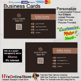 Tarjetas de visita Brown Sepia QR Code 24 Paquete