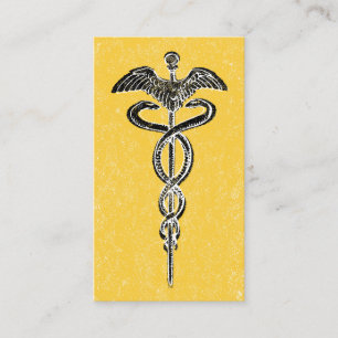 Tarjetas de visita Caduceus - Amarillo médico de e