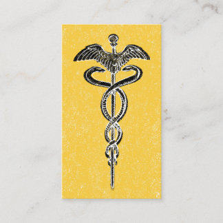 Tarjetas de visita Caduceus - Amarillo médico de e