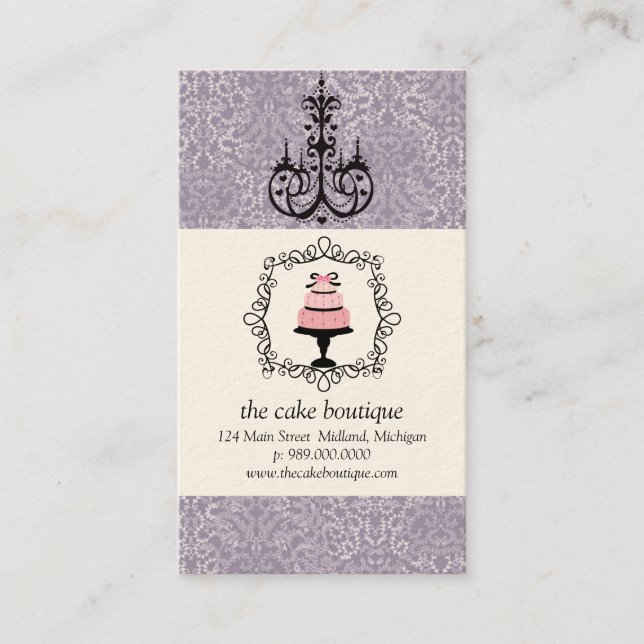Tarjetas de visita Cake Boutique Fancy Violet Dama (Anverso)