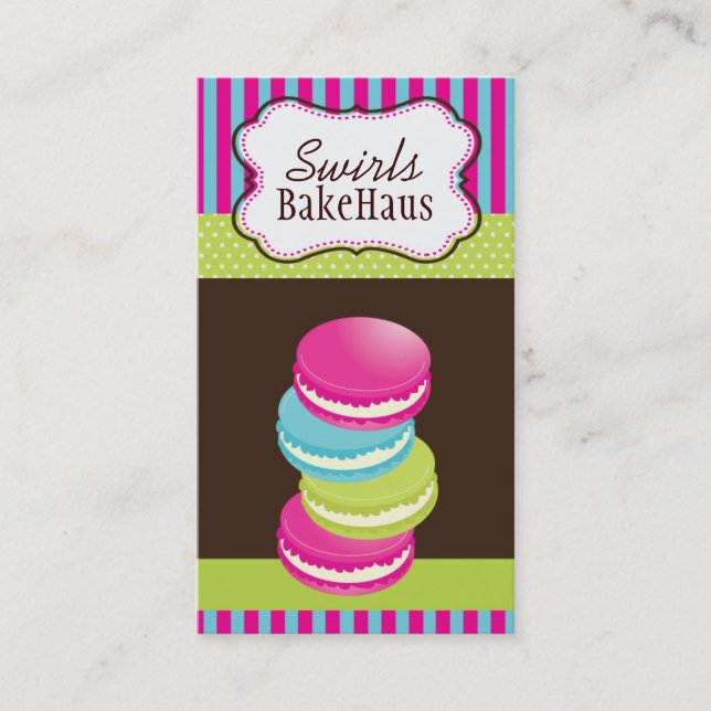 Tarjetas de visita caprichosas de Macarons de la (Anverso)