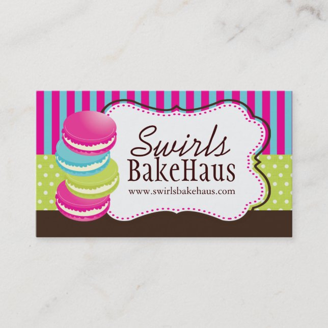 Tarjetas de visita caprichosas de Macarons de la (Anverso)
