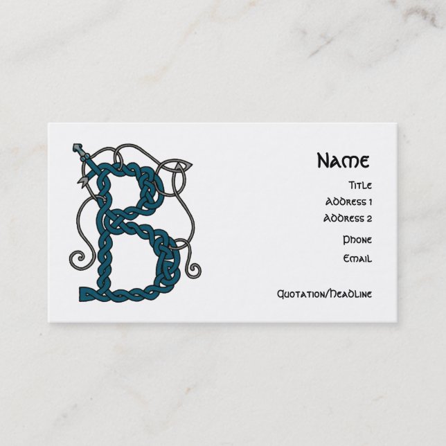 Tarjetas de visita célticas de la letra B (Anverso)