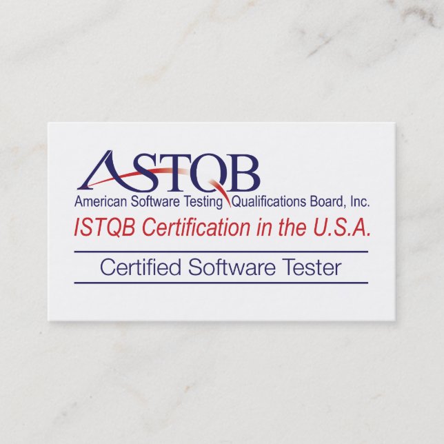 Tarjetas de visita certificadas ASTQB del probador (Anverso)
