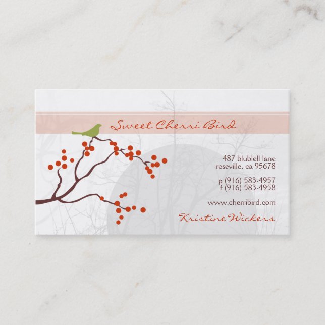 Tarjetas de visita Cherri Bird [naranja] (Anverso)