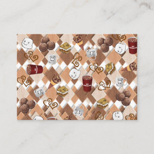 Tarjetas de visita, chocolate caliente y café mal