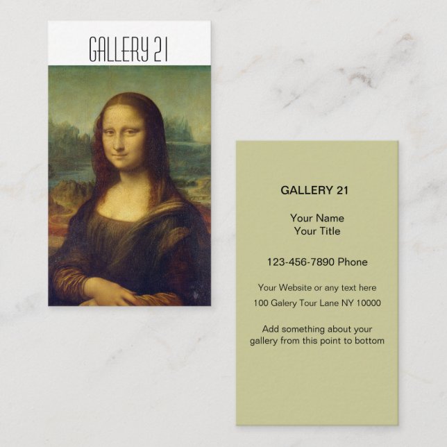Tarjetas de visita clásicas de la Galería de artis (Anverso / Reverso)