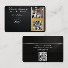 Tarjetas de visita código qr,editable,oro negro,fo