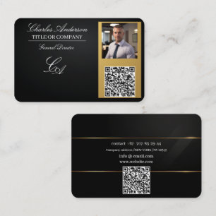 Tarjetas de visita código qr,editable,oro negro,fo