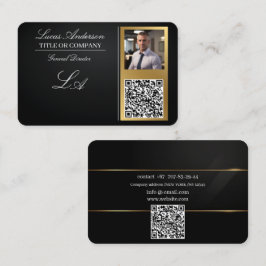 Tarjetas de visita código qr,editable,oro negro,fo