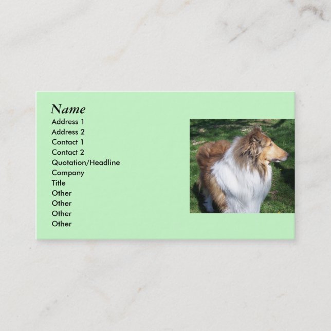 Tarjetas de visita COLLIE Lovers - *Personalizar* (Anverso)