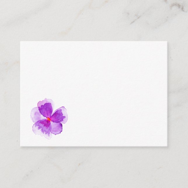 Tarjetas de visita color morado floral (Anverso)