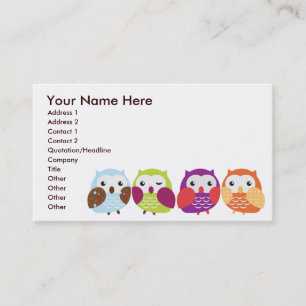 Tarjetas de visita coloridas de los búhos