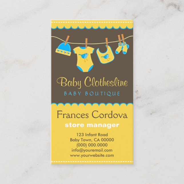 Tarjetas de visita comercial Boutique Clothesline (Anverso)