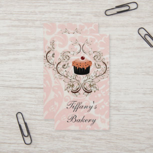 Tarjetas de visita comerciales Pink Damask Boutiqu