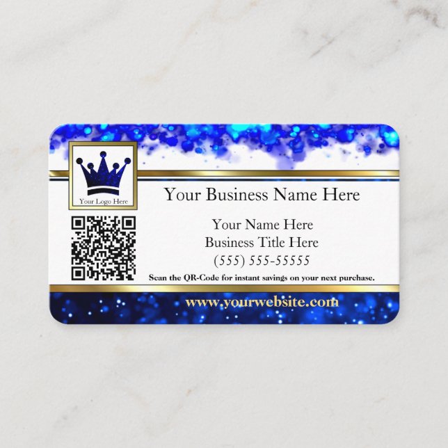 Tarjetas de visita con bandas de oro Blue Purpurin (Anverso)