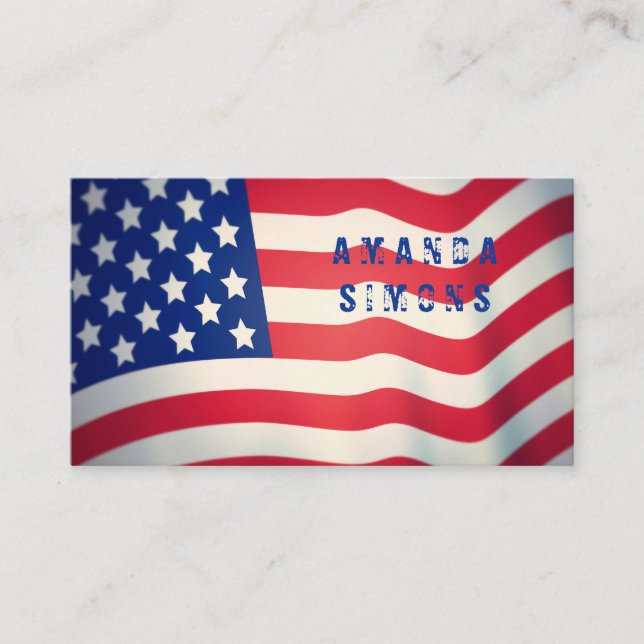 Tarjetas de visita con bandera estadounidense (Anverso)