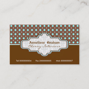 Tarjetas de visita con interiores de puntos polka 
