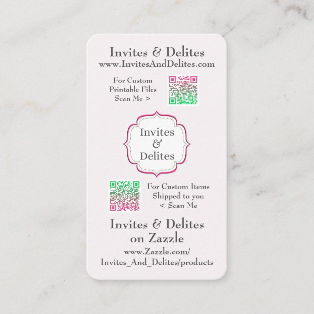 Tarjetas de visita con los códigos de QR para la (Anverso)