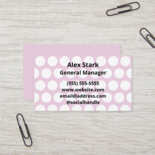 Tarjetas de visita con puntos de Polka rosa claro