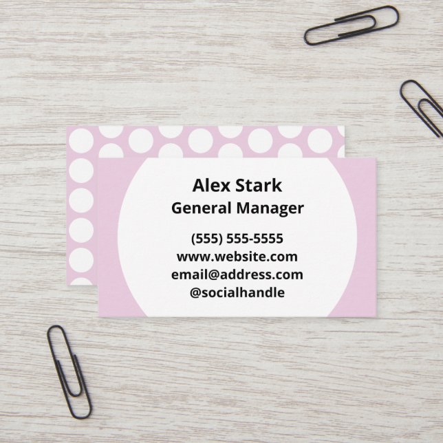 Tarjetas de visita con puntos de Polka rosa claro (Anverso/Reverso In Situ)
