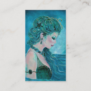 Tarjetas de visita con Sirena iluminadas por luna 