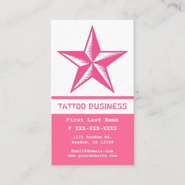 Tarjetas de visita con tatuaje de estrella blanca  (Anverso)