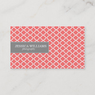 Tarjetas de visita Coral Quatrefoil