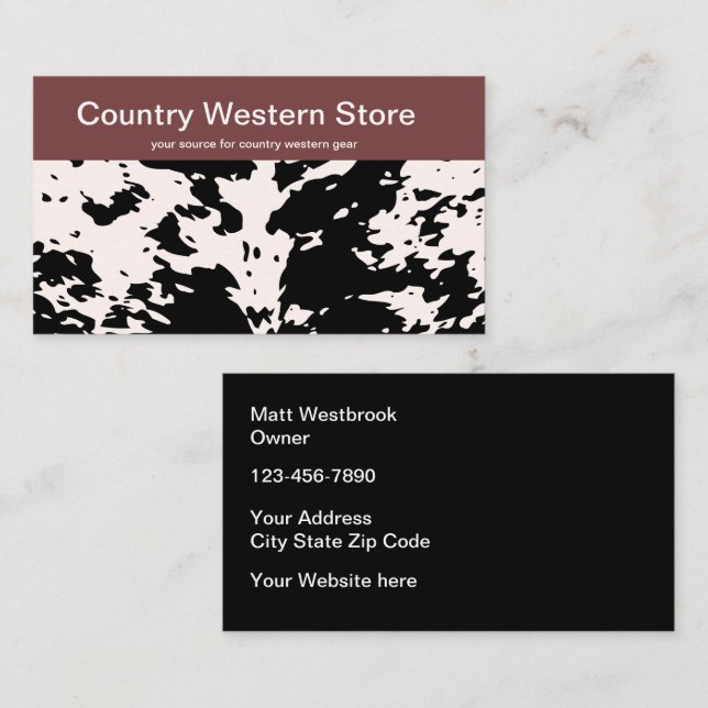 Tarjetas de visita Country Western Store (Anverso / Reverso)