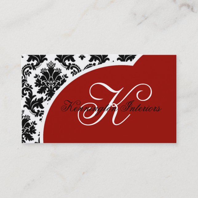 Tarjetas de visita Crimson Red Black Damask (Anverso)