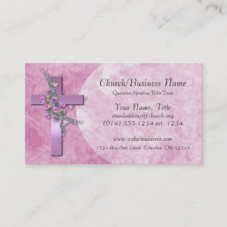 Tarjetas de visita: Cruz púrpura con flores rosas