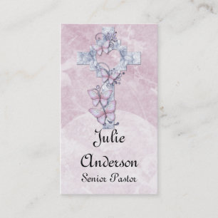 Tarjetas de visita cruzadas cristianas florales