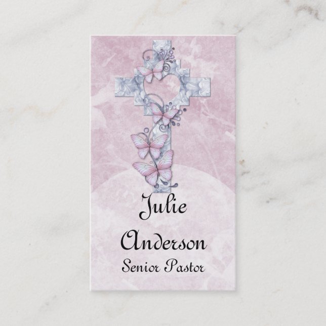 Tarjetas de visita cruzadas cristianas florales (Anverso)