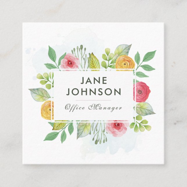 Tarjetas de visita cuadradas florales de la (Anverso)
